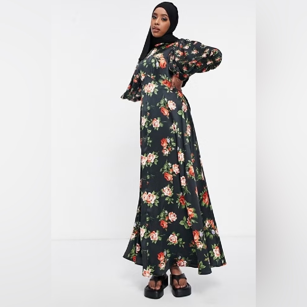Asos design high neck satin maxi dress